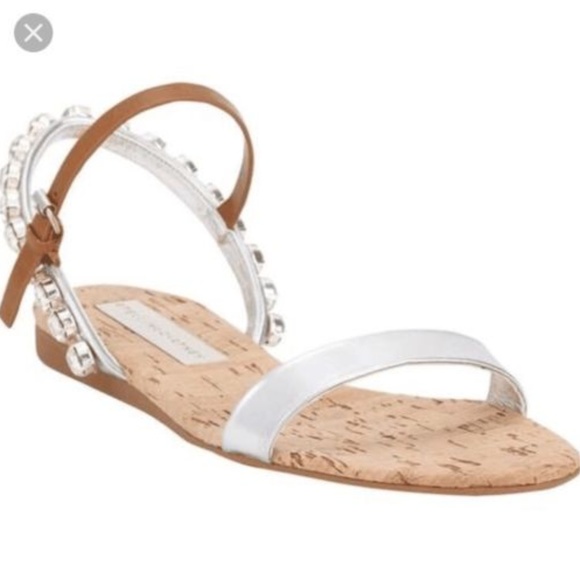 Stella McCartney Shoes - Stella McCartney Jeweled Cork Leather Flat Sandals